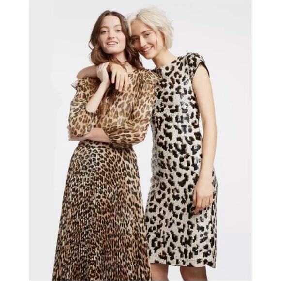 ALICE + OLIVIA NAT LEOPARD PRINT BODYCON SEQUIN DRESS 0 - Picture 2 of 13